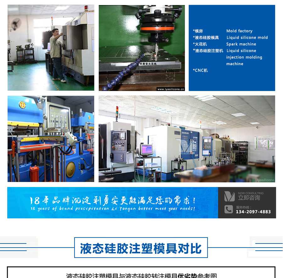 利勇安設(shè)備優(yōu)勢：模房，液態(tài)硅膠模具，火花機，液態(tài)硅膠注塑機